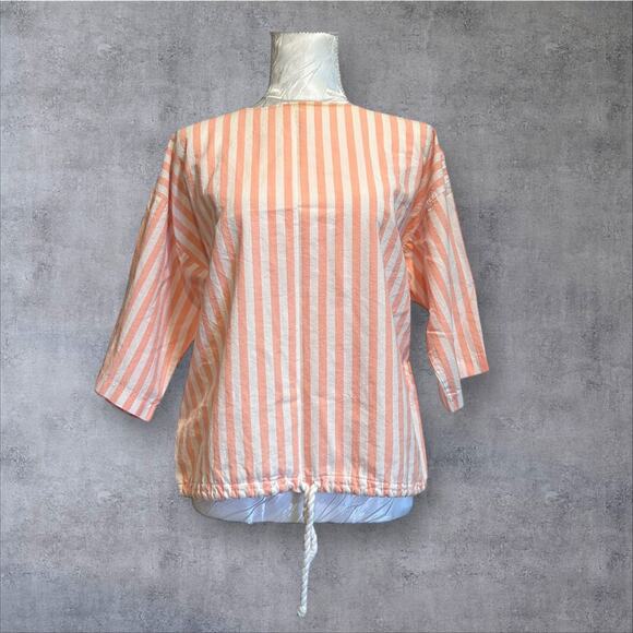 Vintage 60s Pink White Striped Top Womens Sz Large Drawstring Waist Barbiecore - Picture 15 of 15
